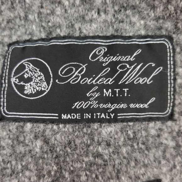 UTEX gray boiled wool 3 button long sleeve button up blazer coat size 6 - Picture 7 of 7